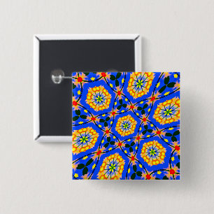Aesthetic Floral Pattern 15 Cm Square Badge