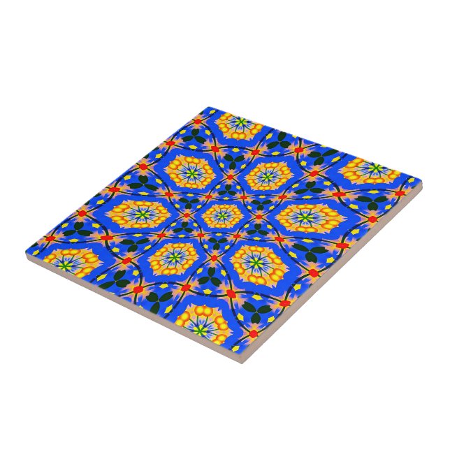 Aesthetic Floral Pattern Ceramic Tile (Side)