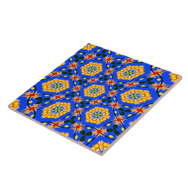 Aesthetic Floral Pattern Ceramic Tile (Side)