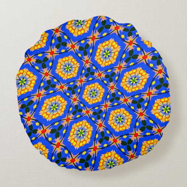 Aesthetic Floral Pattern Round Cushion (Back)