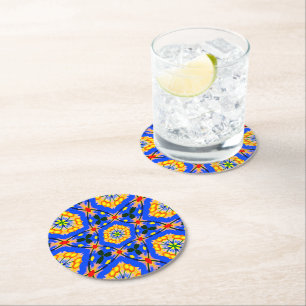 Aesthetic Floral Pattern Round Paper Coaster
