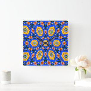 Aesthetic Floral Pattern Square Wall Clock