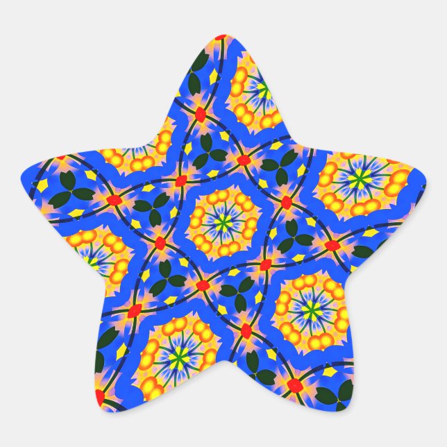 Aesthetic Floral Pattern Star Sticker (Front)