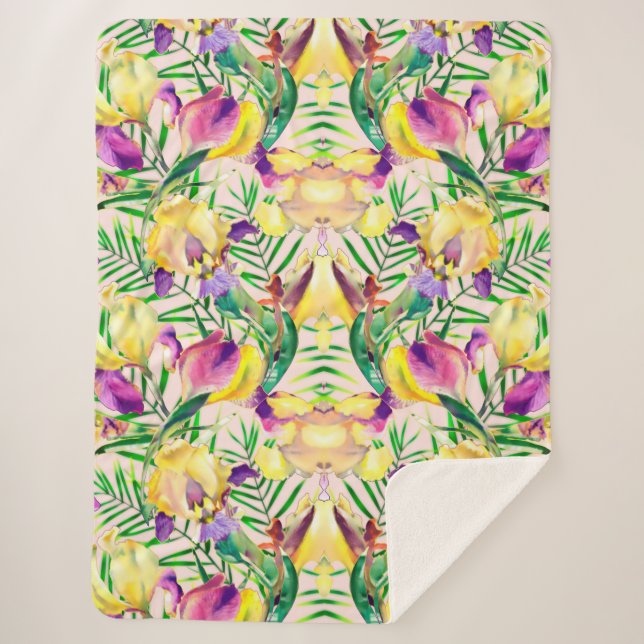 Aesthetic floral  sherpa blanket (Front)