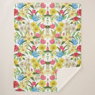 Aesthetic floral  sherpa blanket