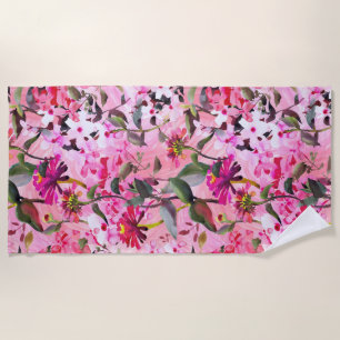Aesthetic floral  shower curtain beach towel
