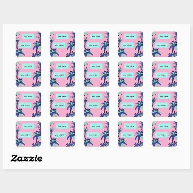 Aesthetic Floral Subject Personalised notebook Square Sticker (Sheet)