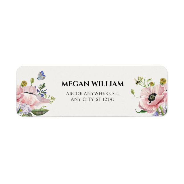 Aesthetic flower bloom return address label (Front)