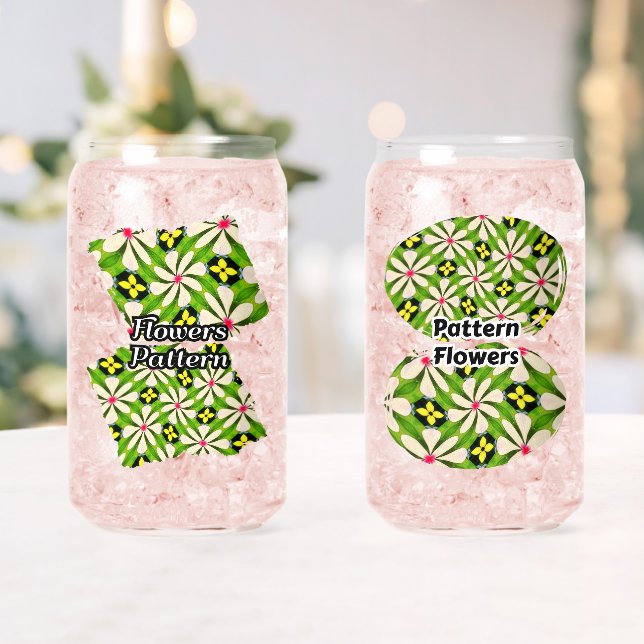 Aesthetic Flowers Pattern Can Glass (Insitu (Wedding))