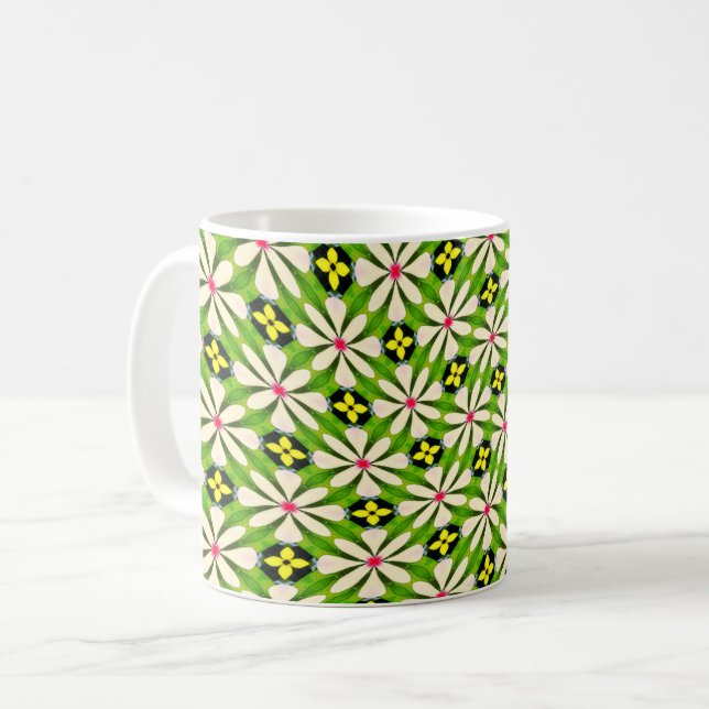 Aesthetic Flowers Pattern Coffee Mug (Front Left)