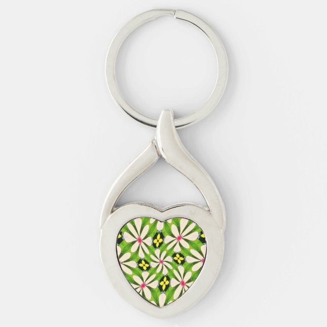 Aesthetic Flowers Pattern Key Ring (Front)