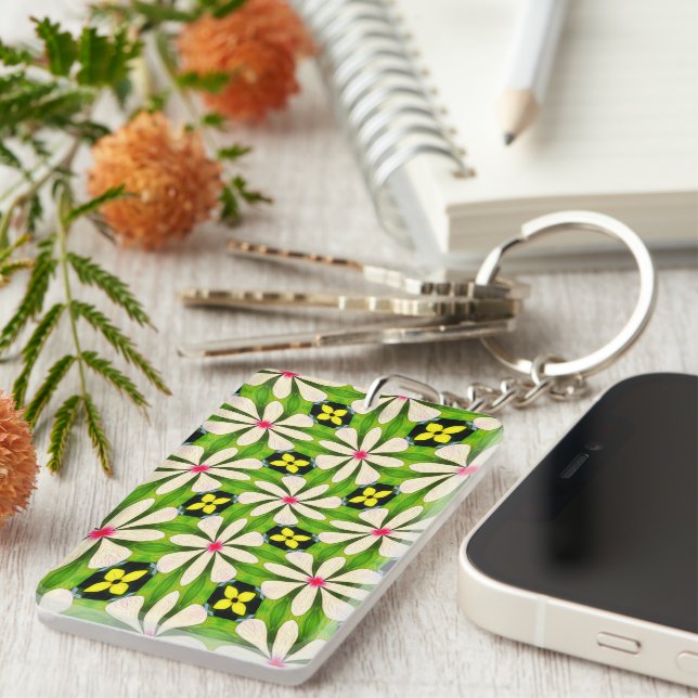 Aesthetic Flowers Pattern Key Ring (Front Right)