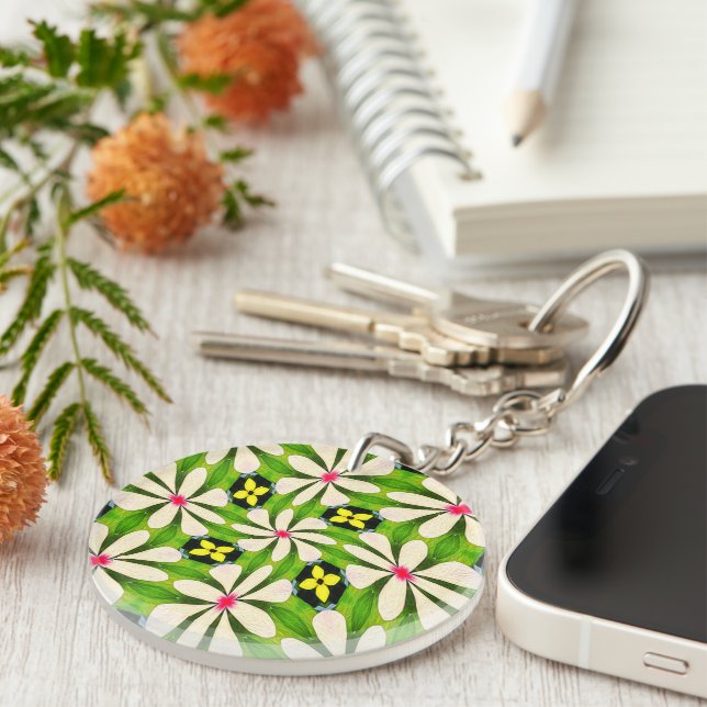 Aesthetic Flowers Pattern Key Ring (Front Right)