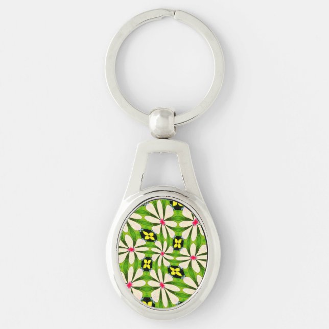 Aesthetic Flowers Pattern Key Ring (Front)