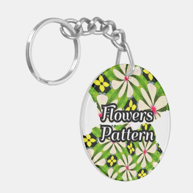 Aesthetic Flowers Pattern Key Ring (Front Left)