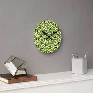 Aesthetic Flowers Pattern Round Clock