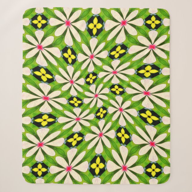 Aesthetic Flowers Pattern Sherpa Blanket (Front)