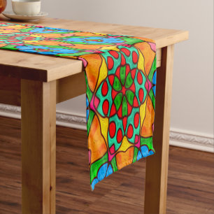 Aesthetic Flowers Pattern Short Table Runner
