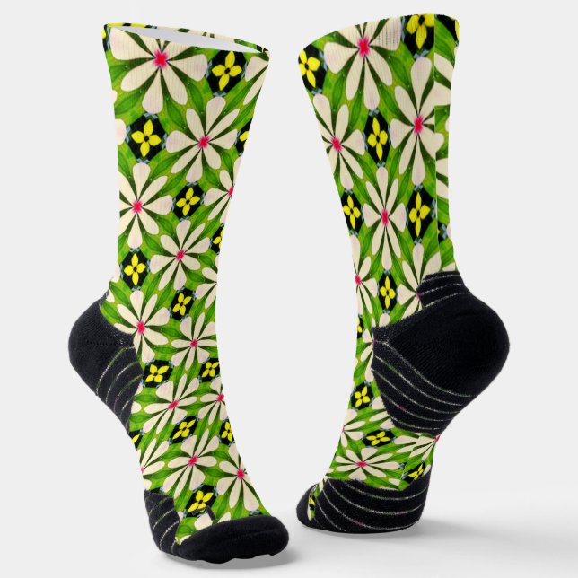 Aesthetic Flowers Pattern Socks (Angled)