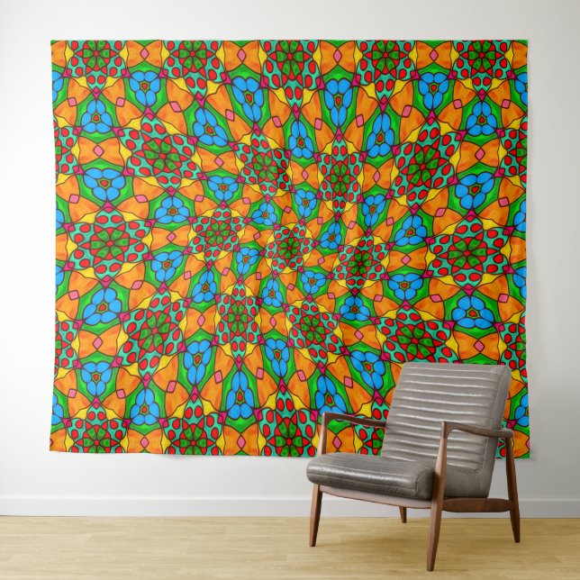 Aesthetic Flowers Pattern Tapestry (In Situ (Horizontal))