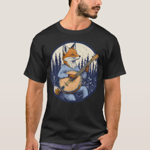 Aesthetic Fox Playing Banjo Guitar In T-Shirt
