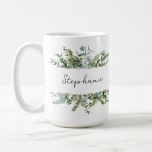 Aesthetic Fresh Greenery Personalise Name Mug