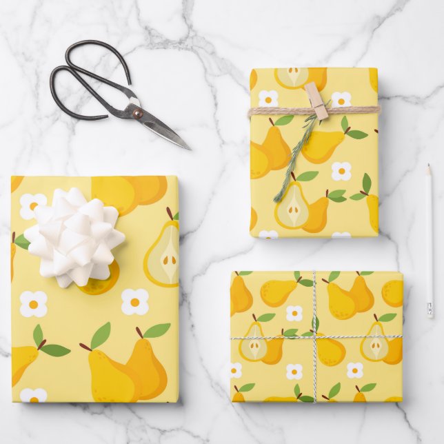 Aesthetic Fruit Food pear Wrapping Paper Sheet (Front)