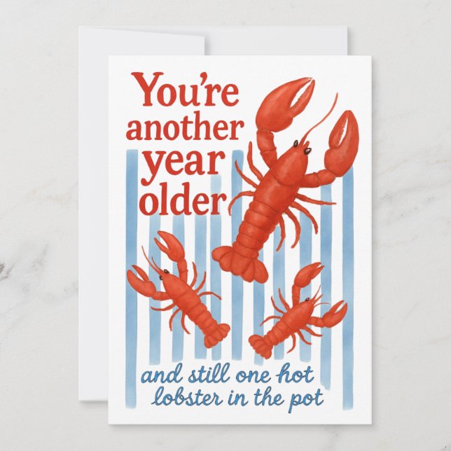 Aesthetic Funny Lobster Birthday Card  (Front)