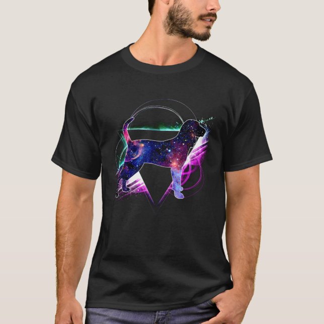 Aesthetic Galaxy Black And Tan Coonhound T-Shirt (Front)