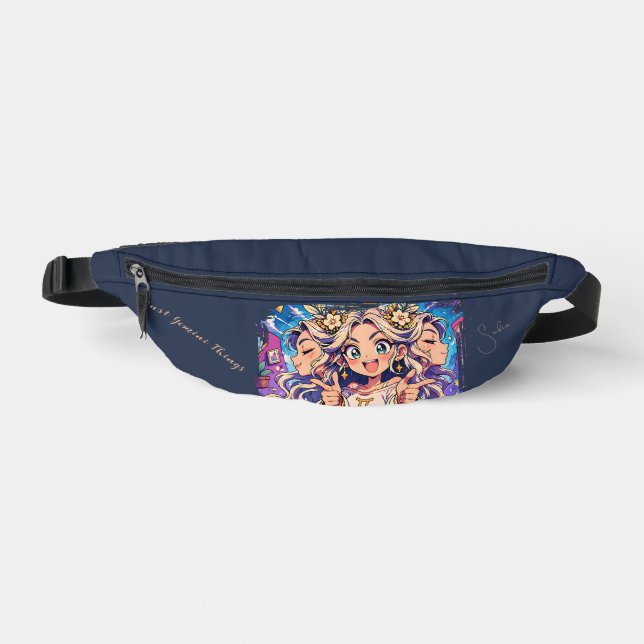 Aesthetic Gemini Anime Custom Fanny Pack (Front)