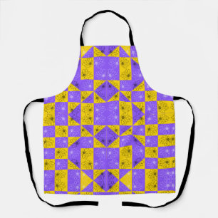 Aesthetic Geometric chessboard Floral Pattern Apron