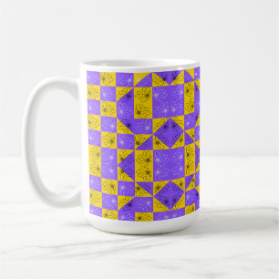 Aesthetic Geometric chessboard Floral Pattern Coffee Mug