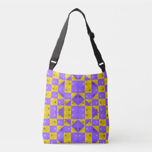 Aesthetic Geometric chessboard Floral Pattern Crossbody Bag