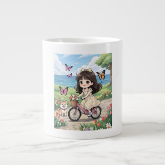 Aesthetic Girl Cycling in Beautiful Garden mug