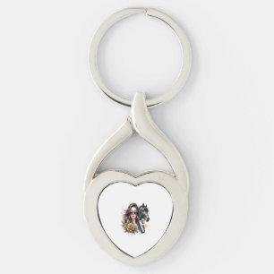 Aesthetic Girl Horse Glitter Roses Key Ring
