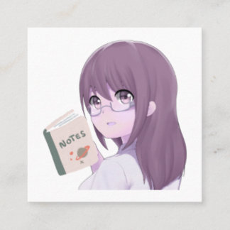 Aesthetic Girl Sticker – Book Lover Art Square Business Card
