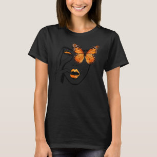 Aesthetic Girl Thinking With Monarch Butterfly Eye T-Shirt