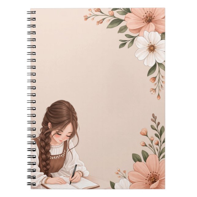 Aesthetic Girl Writing Notebook Journal (Front)
