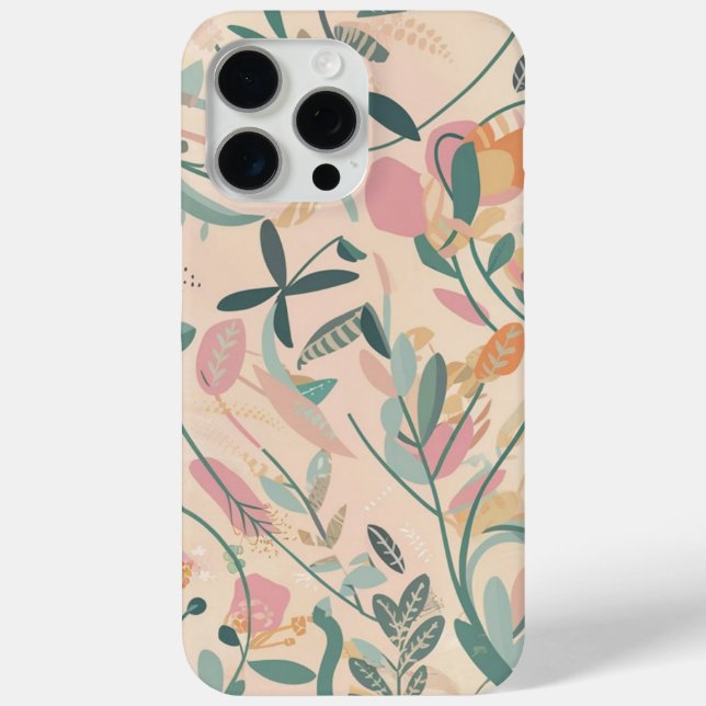 Aesthetic Girly Botanical Pink Background Case-Mate iPhone Case (Back)