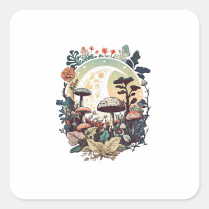 Aesthetic Goblincore And Cottagecore Mushroom Calm Square Sticker