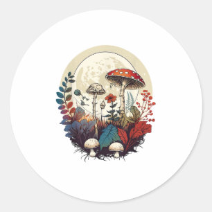 Aesthetic Goblincore And Cottagecore Mushroom Fore Classic Round Sticker