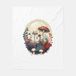 Aesthetic Goblincore And Cottagecore Mushroom Fore Fleece Blanket