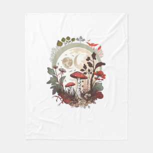 Aesthetic Goblincore And Cottagecore Mushroom Mini Fleece Blanket