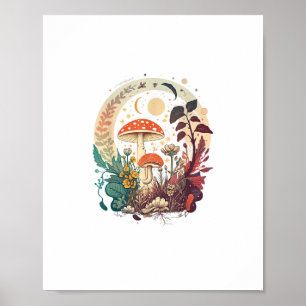 Aesthetic Goblincore And Cottagecore Mushroom Tren Poster