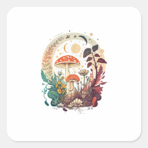 Aesthetic Goblincore And Cottagecore Mushroom Tren Square Sticker