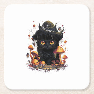 Aesthetic Goblincore And Cottagecore Under Mushroo Square Paper Coaster