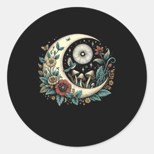 Aesthetic Goblincore Cottagecore Mushroom Minimal Classic Round Sticker
