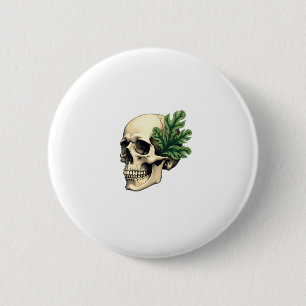 Aesthetic Goth Grunge Skull Tropical Monstera Leaf 6 Cm Round Badge