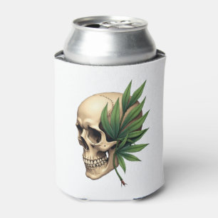 Aesthetic Goth Grunge Skull Tropical Monstera Leaf Can Cooler