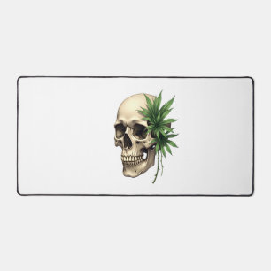 Aesthetic Goth Grunge Skull Tropical Monstera Leaf Desk Mat